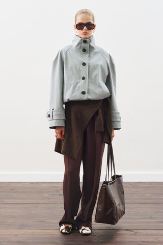 Trench-Style Bomber Jacket Blue