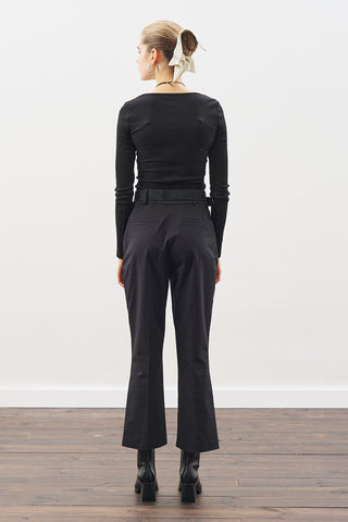 Checked Flare Trousers Black