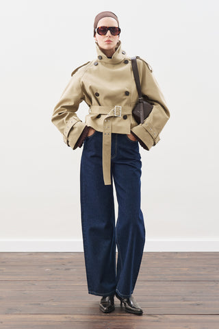 Belted Short Trench Coat Sand