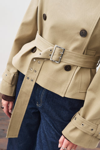 Belted Short Trench Coat Sand