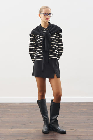 Striped Polo T-Shirt Black