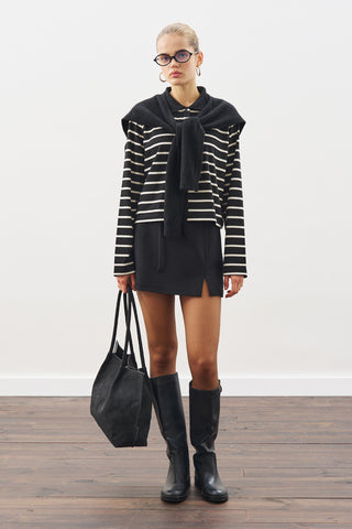 Striped Polo T-Shirt Black