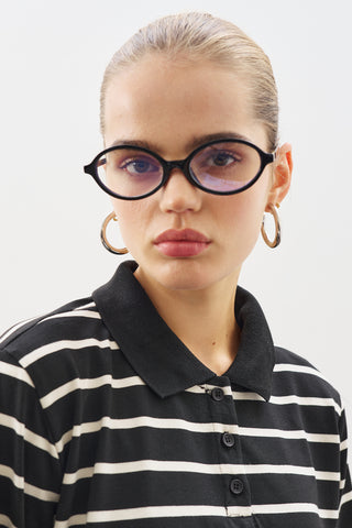 Striped Polo T-Shirt Black