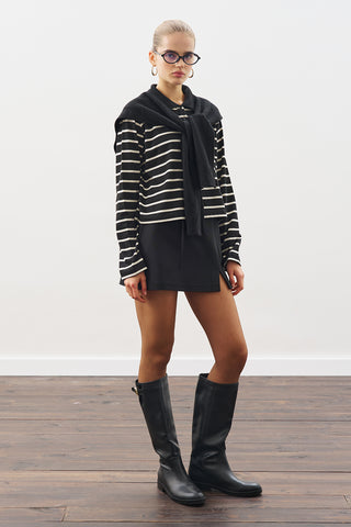 Striped Polo T-Shirt Black