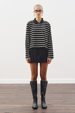 Striped Polo T-Shirt Black