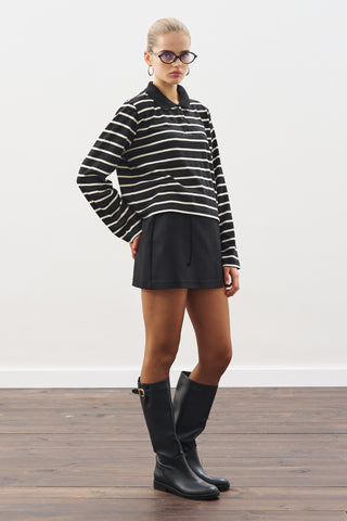 Striped Polo T-Shirt Black