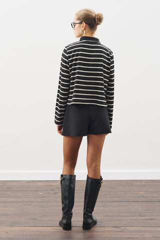 Striped Polo T-Shirt Black