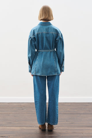 Tie-Detail Denim Shirt Blue