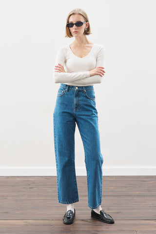 Straight Ankle Jeans Blue