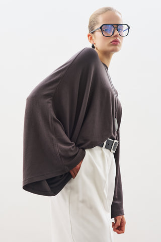 Cape-Style Blouse Anthracite