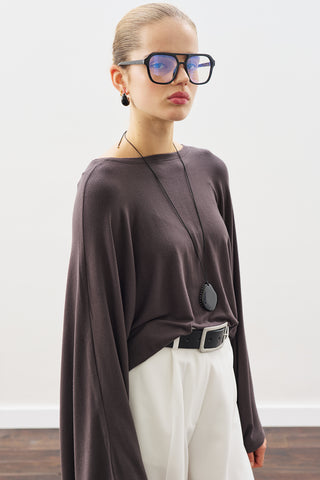 Cape-Style Blouse Anthracite