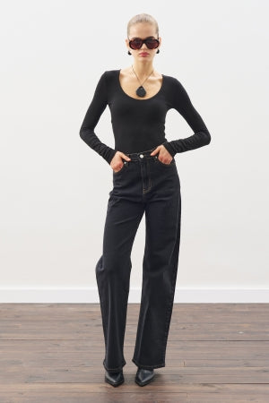 Soft Wide Leg Jeans Black