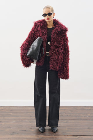 Mara Faux Fur Jacket Burgundy