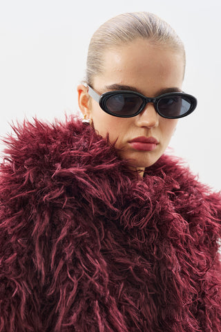 Mara Faux Fur Jacket Burgundy