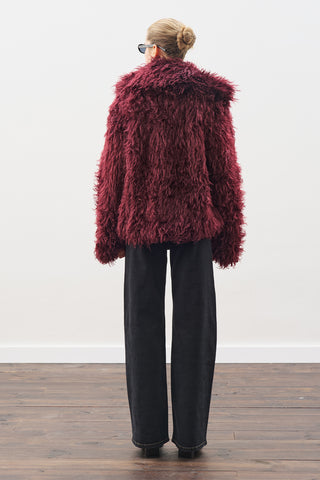 Mara Faux Fur Jacket Burgundy