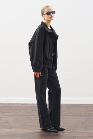 Trench-Style Bomber Jacket Black