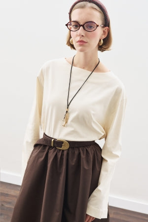 Boat Neck Long Sleeve T-Shirt Vanilla