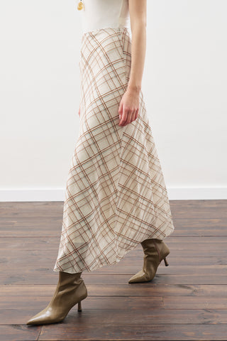 Patterned Tulle Skirt Beıge Plaıd