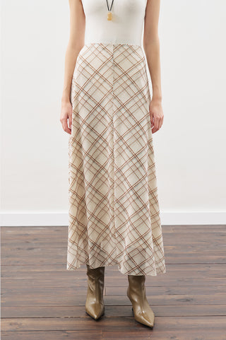 Patterned Tulle Skirt Beıge Plaıd