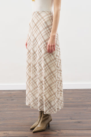 Patterned Tulle Skirt Beıge Plaıd