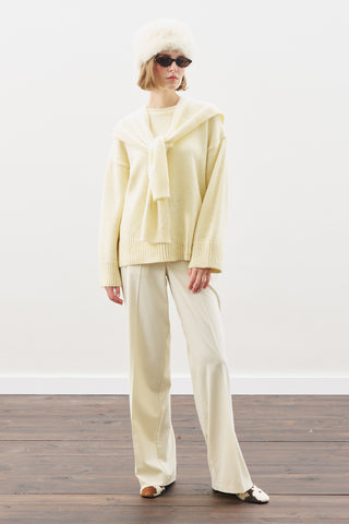 Wide-Collar Knit Scarf Yellow