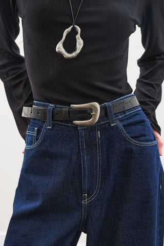 Croc-Effect Belt Black