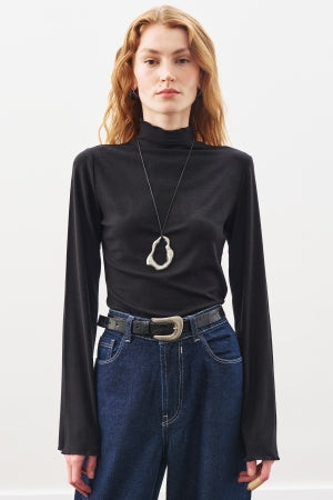 Ribbed Turtleneck Top Black