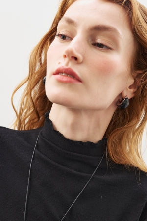 Ribbed Turtleneck Top Black