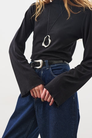 Ribbed Turtleneck Top Black