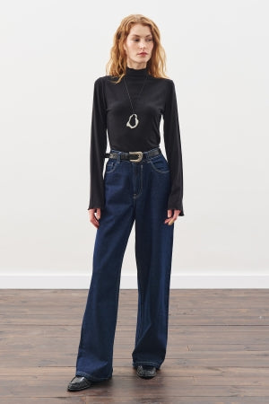 Ribbed Turtleneck Top Black