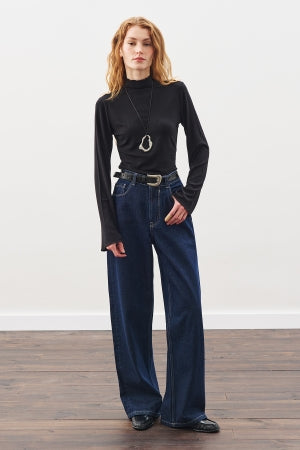 Ribbed Turtleneck Top Black