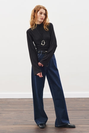 Ribbed Turtleneck Top Black