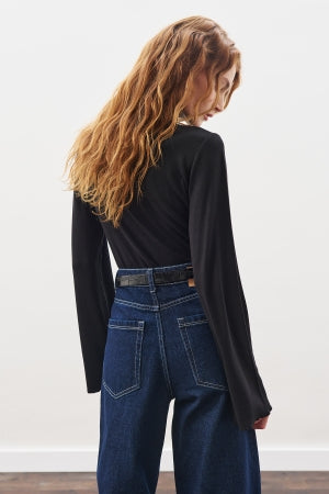 Ribbed Turtleneck Top Black