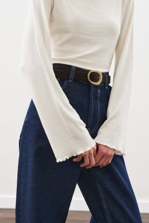 Ribbed Turtleneck Top Ecru