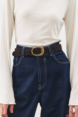 Faux Suede Belt Brown