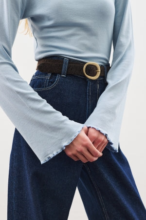 Ribbed Turtleneck Top Blue