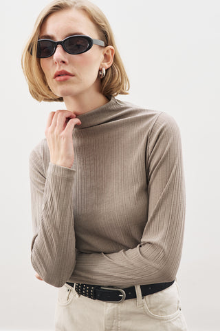 High-Neck Bodysuit Mınk