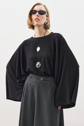 Cape-Style Blouse Black