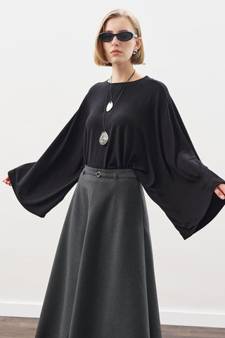 Cape-Style Blouse Black