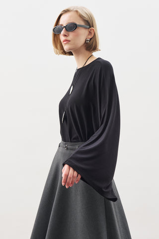 Cape-Style Blouse Black