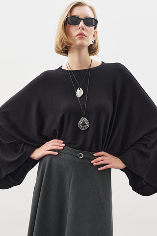 Cape-Style Blouse Black