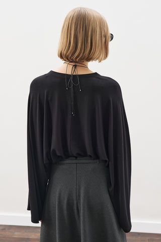 Cape-Style Blouse Black