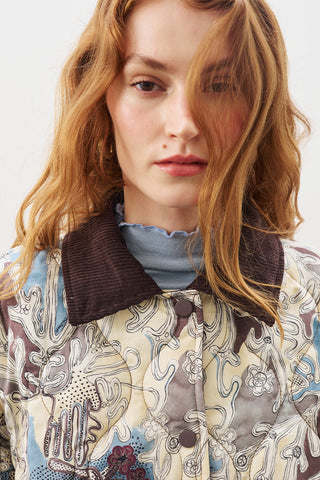 Quilted Pattern Jacket Yellow