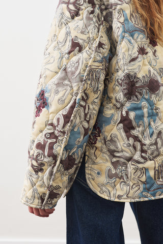 Quilted Pattern Jacket Yellow