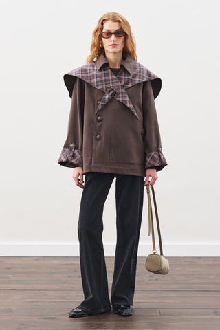 Greta Scarf-Detail Parka Brown