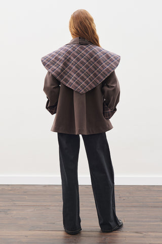 Greta Scarf-Detail Parka Brown