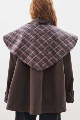 Greta Scarf-Detail Parka Brown