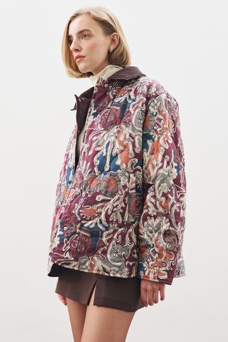 Quilted Pattern Jacket Burgundy