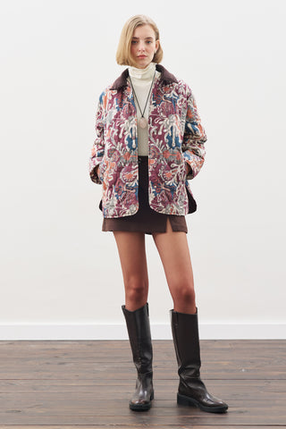 Quilted Pattern Jacket Burgundy