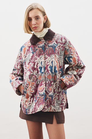 Quilted Pattern Jacket Burgundy